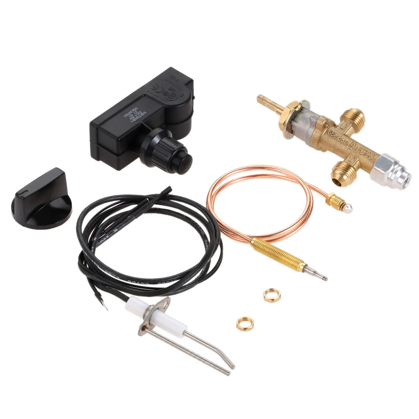 Baixa Pressão Glp Gás Propano Lareira Fire Pit Flame Failure Válvula de Controle de Segurança e Igniter Assembly Botão Kit de Ignição