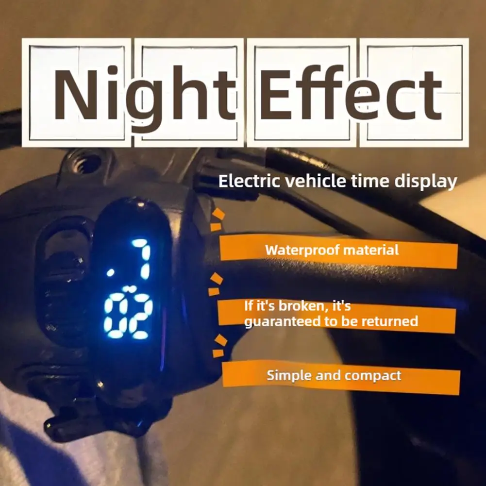 Waterproof LED Digital Display Clock for Motorcycles and Electric Scooters