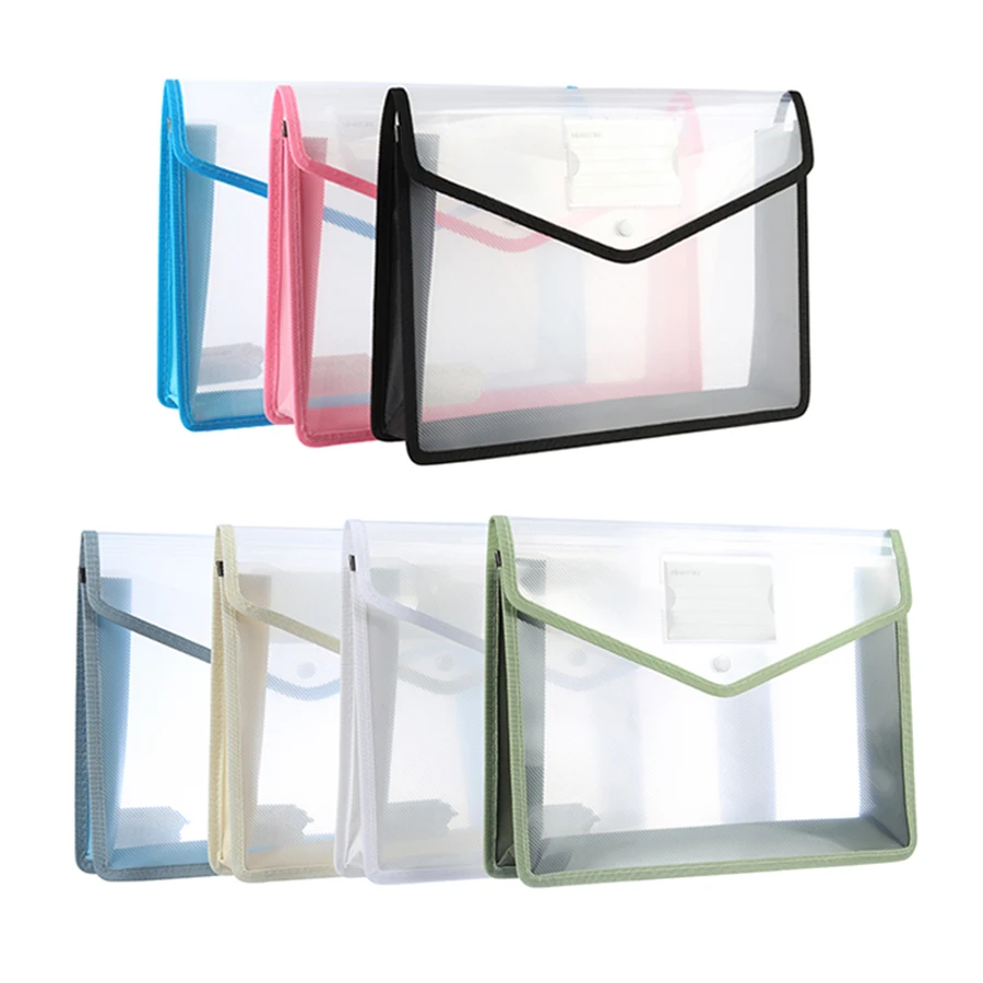 Three-dimensional A3 Large Capacity Test Paper Storage Bag Press Buckle Transparent Waterproof Organ Bags