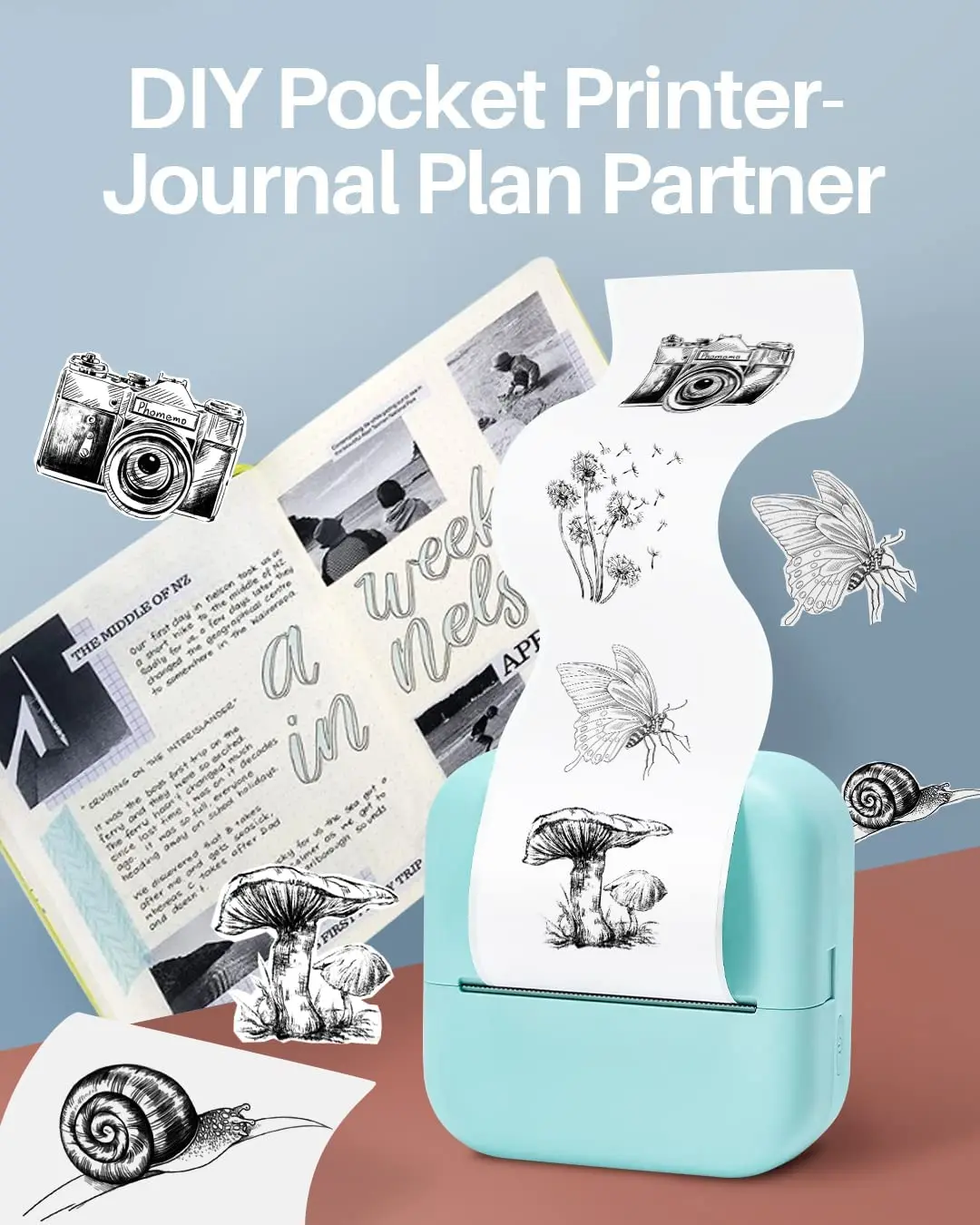 Phomemoミニポケットプリンターm02xインクレスプリンターbluetooth