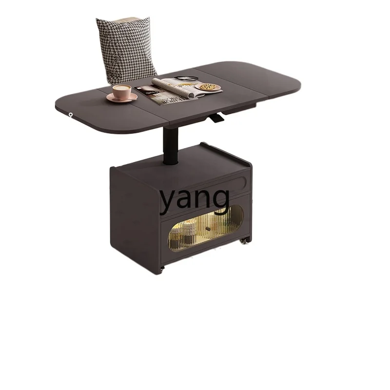 

Yjq Modern Simple and Foldable Lifting Coffee Table Dual-Purpose in One Mobile Small Apartment Sofa Side Cabinet