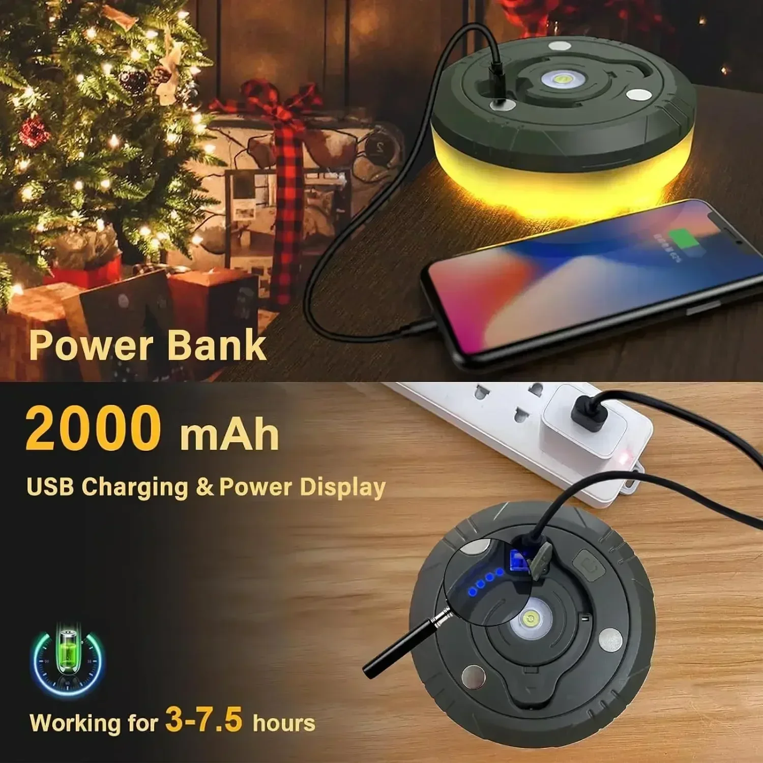 Outdoor Camping Light USB Rechargeable Waterproof Fair Light String Portable and Scalable Suspended Tent Atmosphere String
