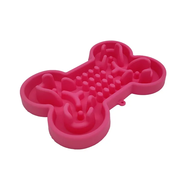 Pet Slow Food Bowl Silicone Bone Shaped Anti-Skid Dog Bowl Cats Feeding Bowls Leakproof Food Feeder Training Dog Slow Food Pet 5