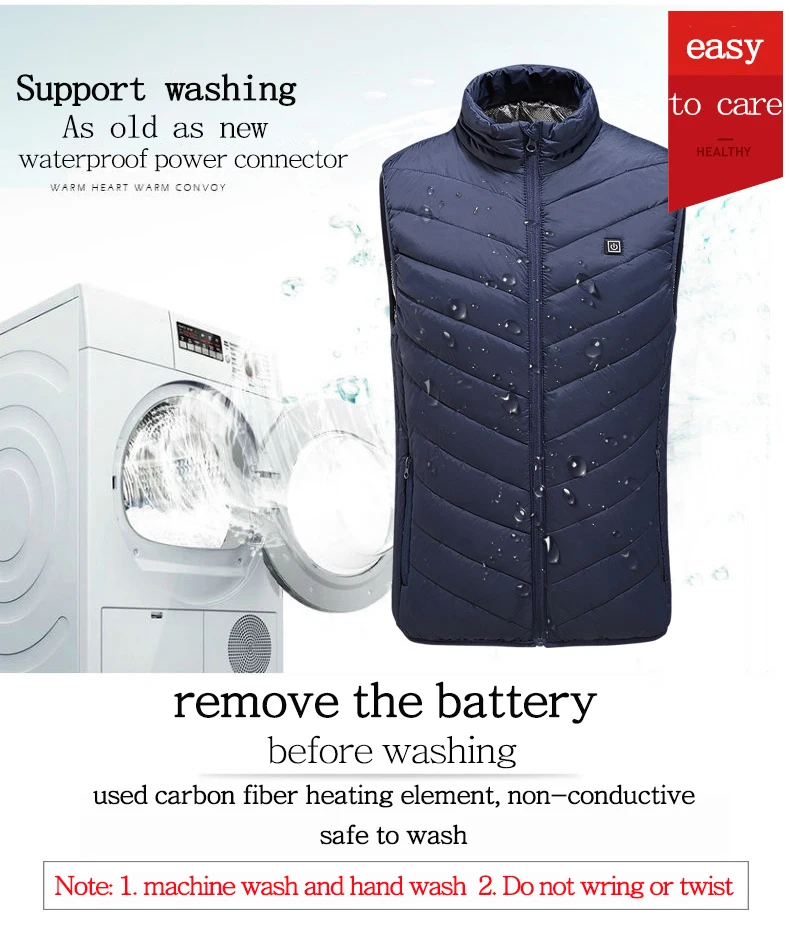 Description Picture 5 of item21 areas Heated Vest Jacket USB Men Winter Electric Heated Vest Thermal Waistcoat for Hunting Hiking Warm Hunting Jacket Hiking