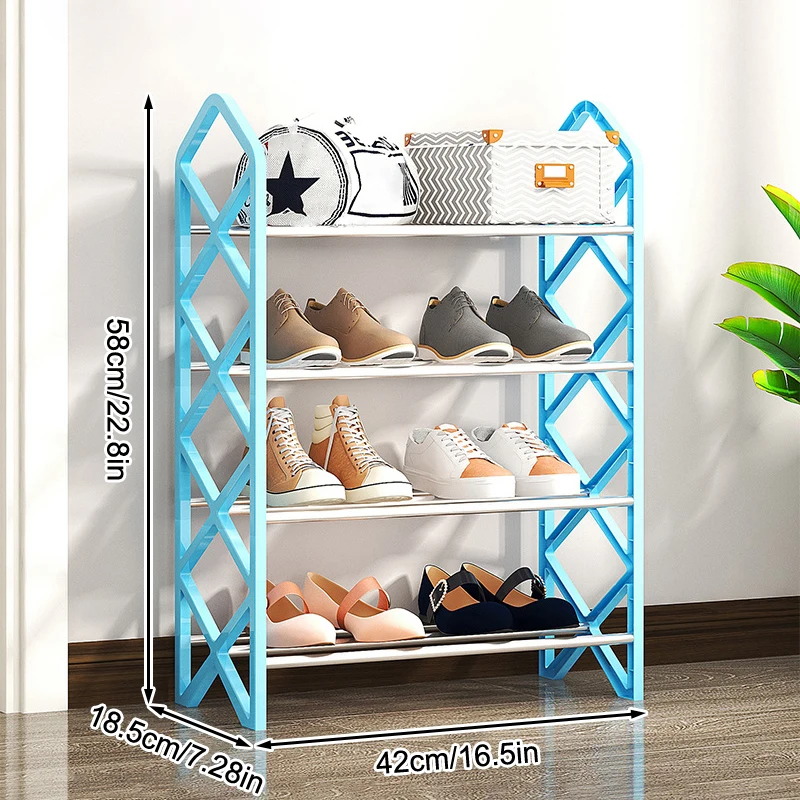 4-storey household assembled simple plastic shoe rack, space saving storage rack, outdoor shoe cabinet, hallway, small shoe rack 4