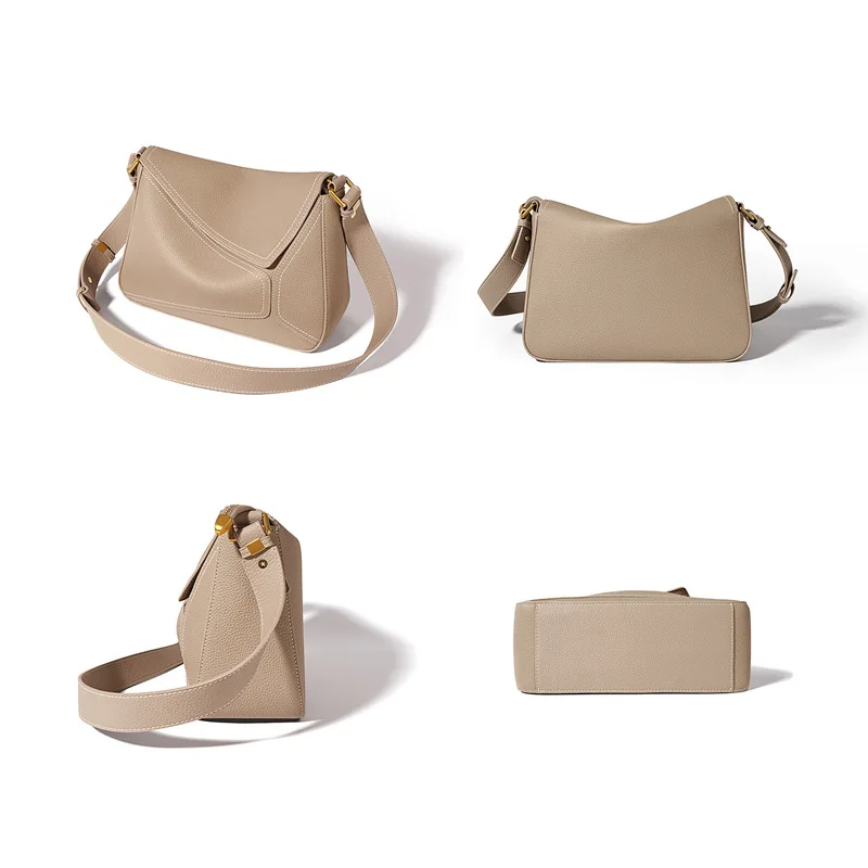 Women's Bag Genuine Leather Geometric Tote Bag 2024 Autumn Lady Underarm Shoulder Bag Female Popular Commuter Messenger Handbag 2