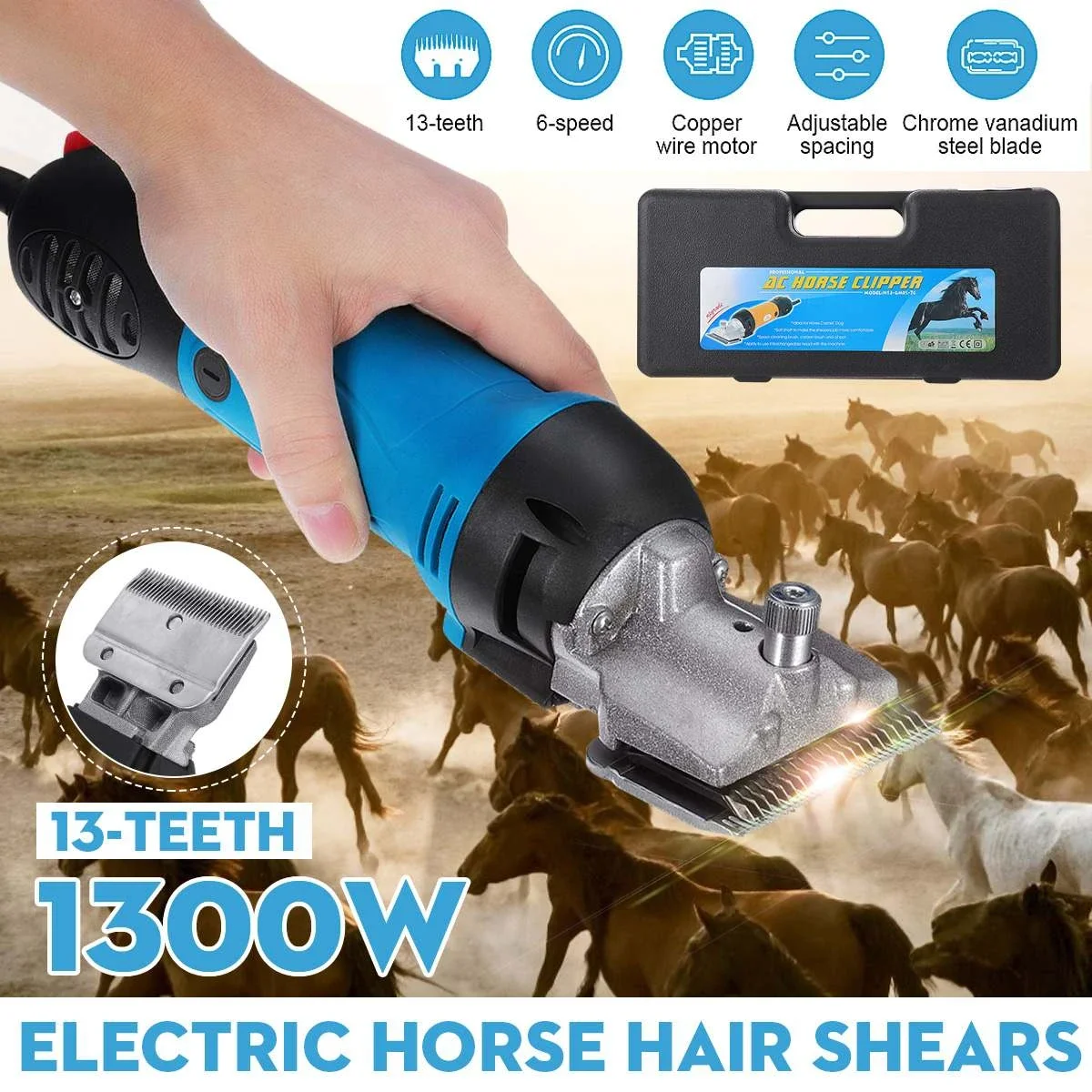 

110V-240V 1300W 6 Gears Speed Electric Clipper Horse Sheep Goat Shearing Machine Farm Shears Cutter Wool scissor Cut Machine
