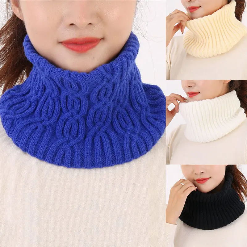 Knitted Wool Turtleneck Collar Dickey Gaiter Wool Cowl Light Beige