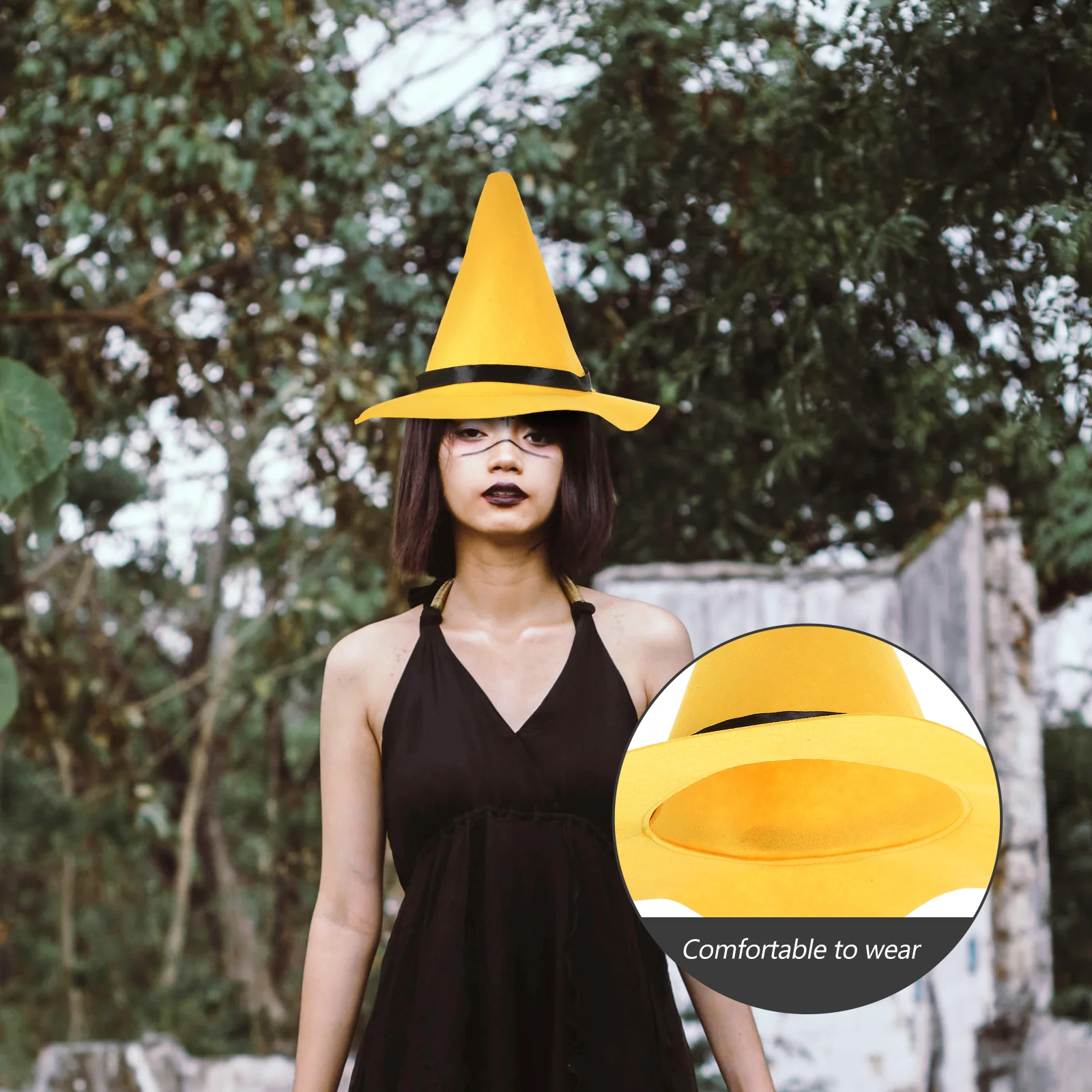 Large Brim Witch Hat Halloween Costumes Cosplay Ornament Party Yellow Felt Cloth party hat halloween witch hat