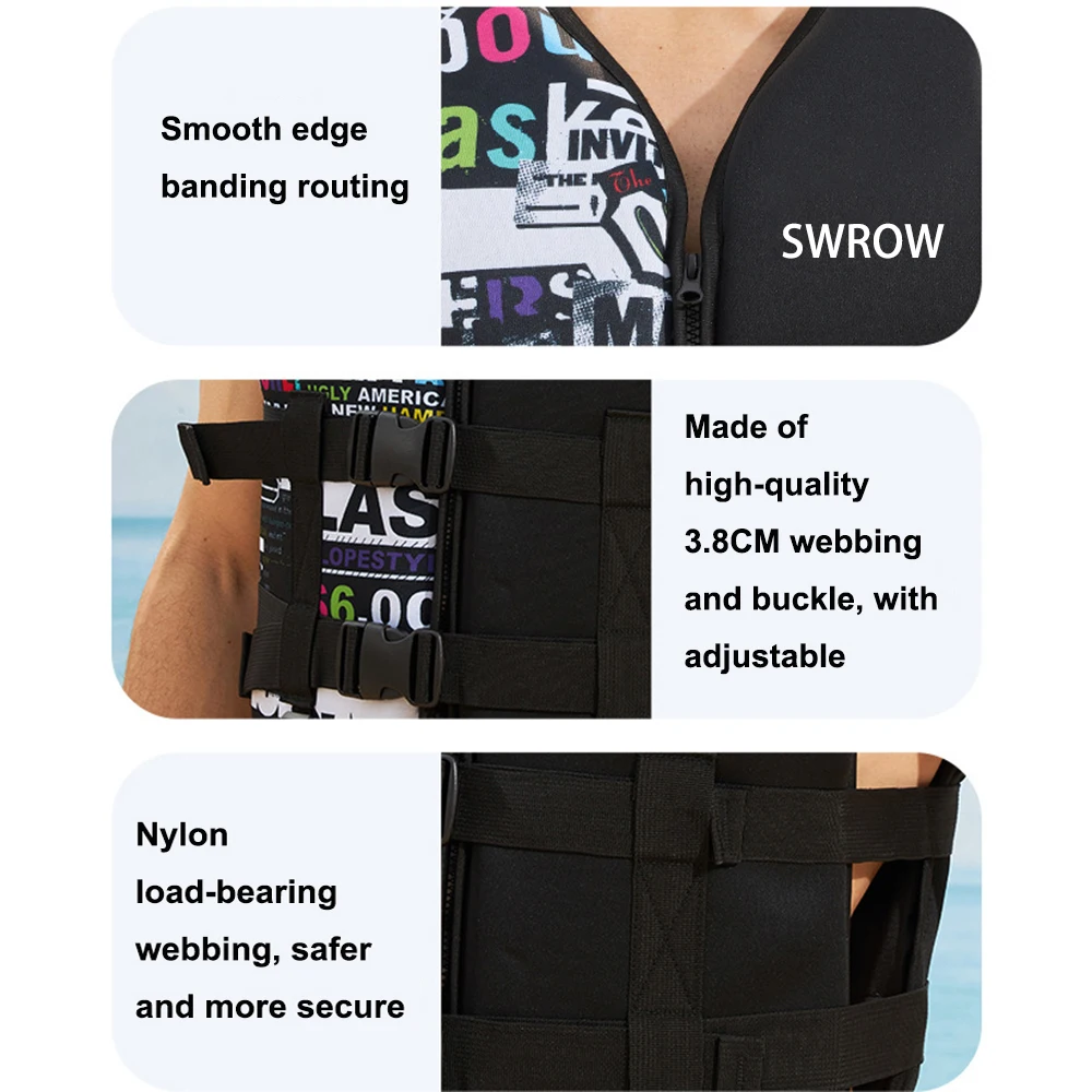 Life Jacket Neoprene Buoyancy Drifting Kayak Life Vest Adjustable Buckle Adults Surf Water Sport Swimming Rescue Life Jacket — view 5