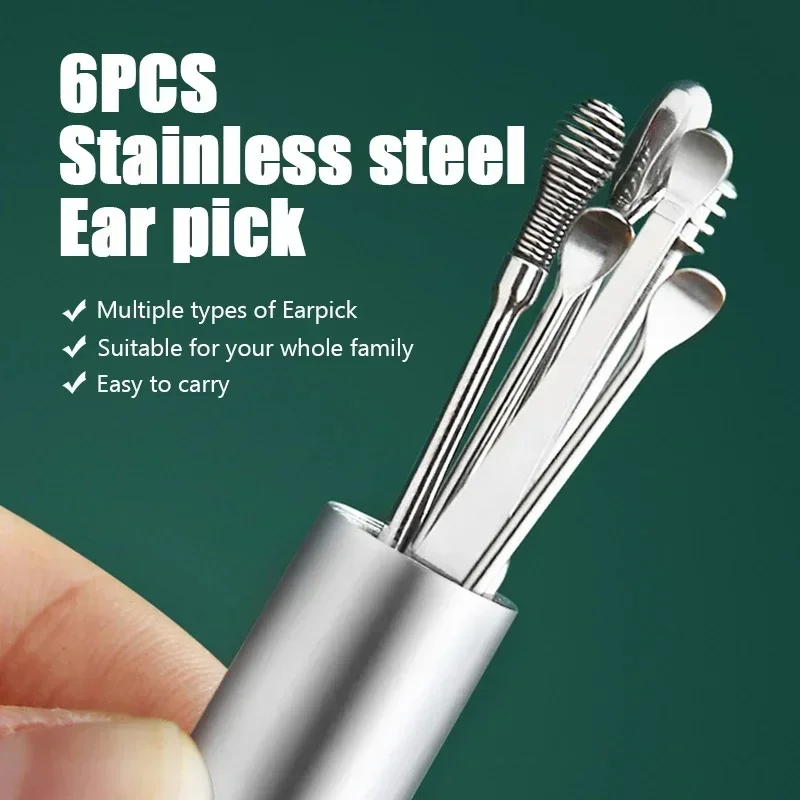 New Product Combination Stainless Steel Ear Picking Tool Set  Ear Protector Health Care Dirt Remover