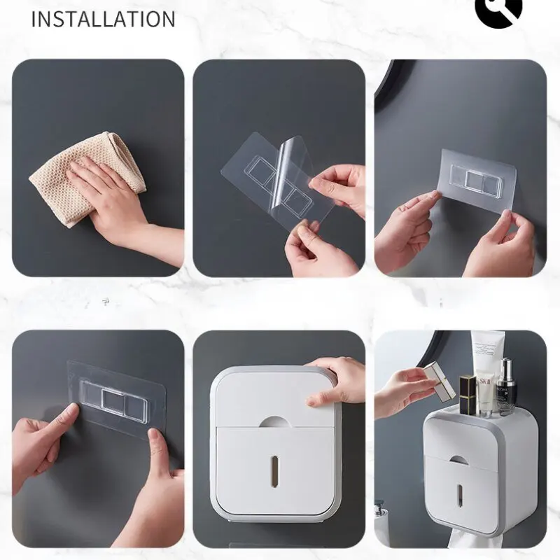 Wall mounted waterproof toilet paper storage box bathroom shower rack storage rack bathroom rack tissue box 6