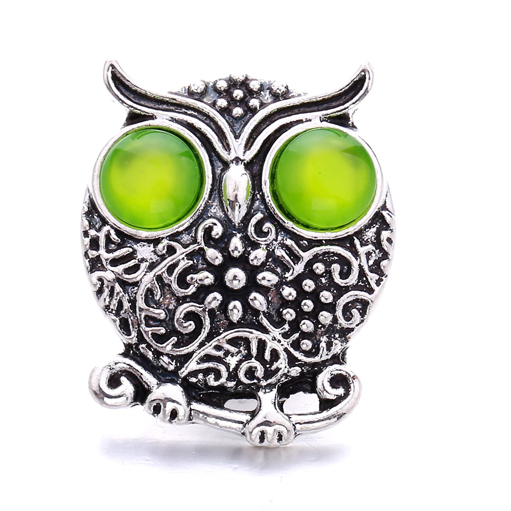 20pcs  Vintage Metal Owl 18mm Snap Buttons Fit DIY Snaps Bracelet Necklace Jewelry