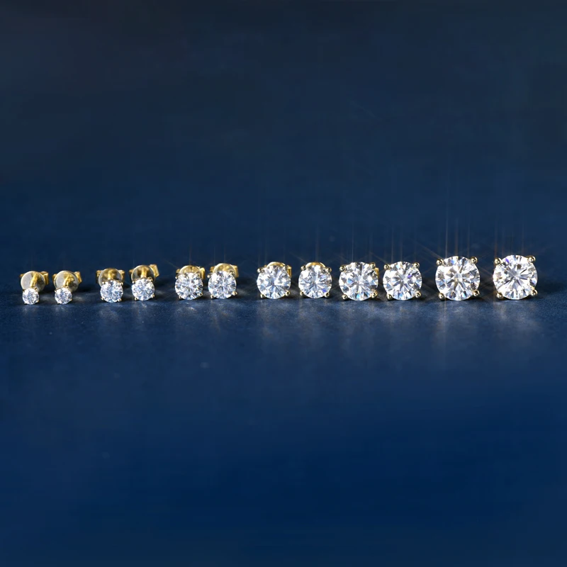 

Anziw 10K Pure Solid Gold Stud Earrings Classic Four Claw Moissanite Piercing Earrings for Men Women with GRA Certified Jewelry