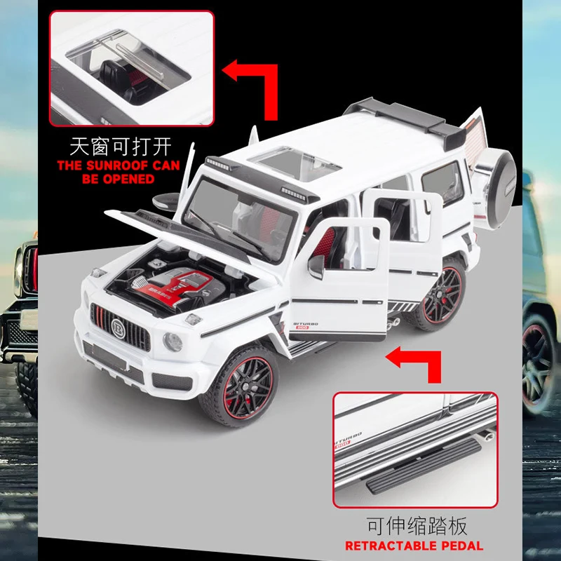 1:24 Mercedes Benz BRABUS G800 High Simulation Diecast Metal Alloy Model car Sound Light Pull Back Collection Toy Gift 3