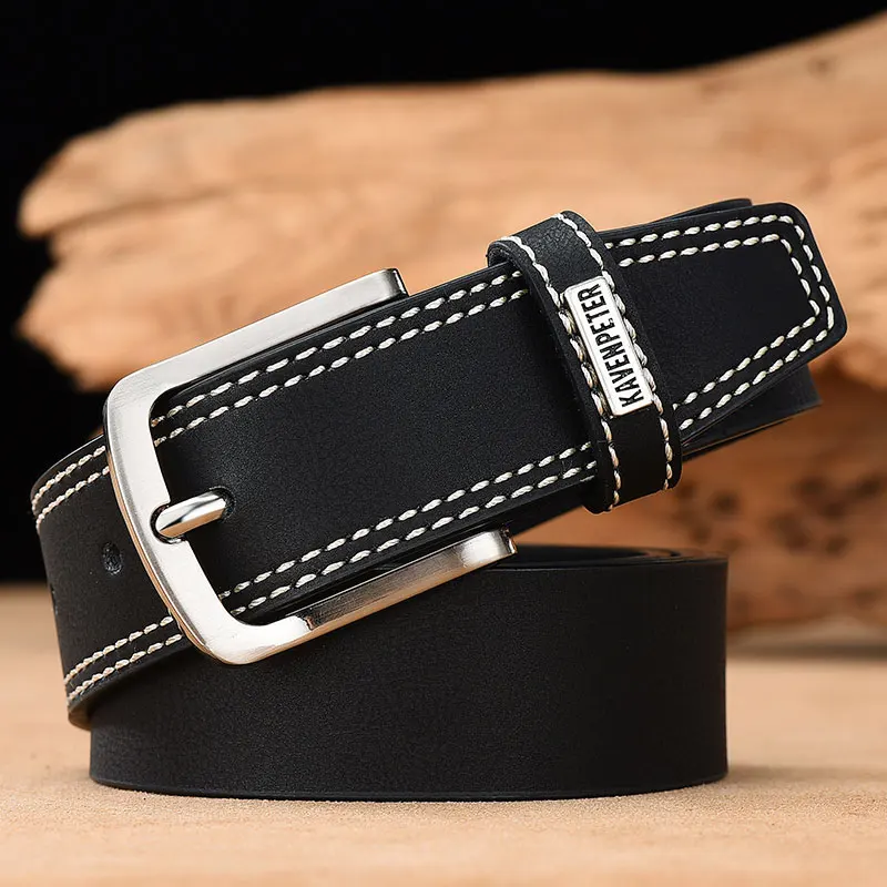 blue leather belt Men's Leather High Quality Classic Belt Alloy Pin Buckle Men's Matching Jeans Business Cowhide Belt Black Color Dark Brown Color cheap designer belts Belts