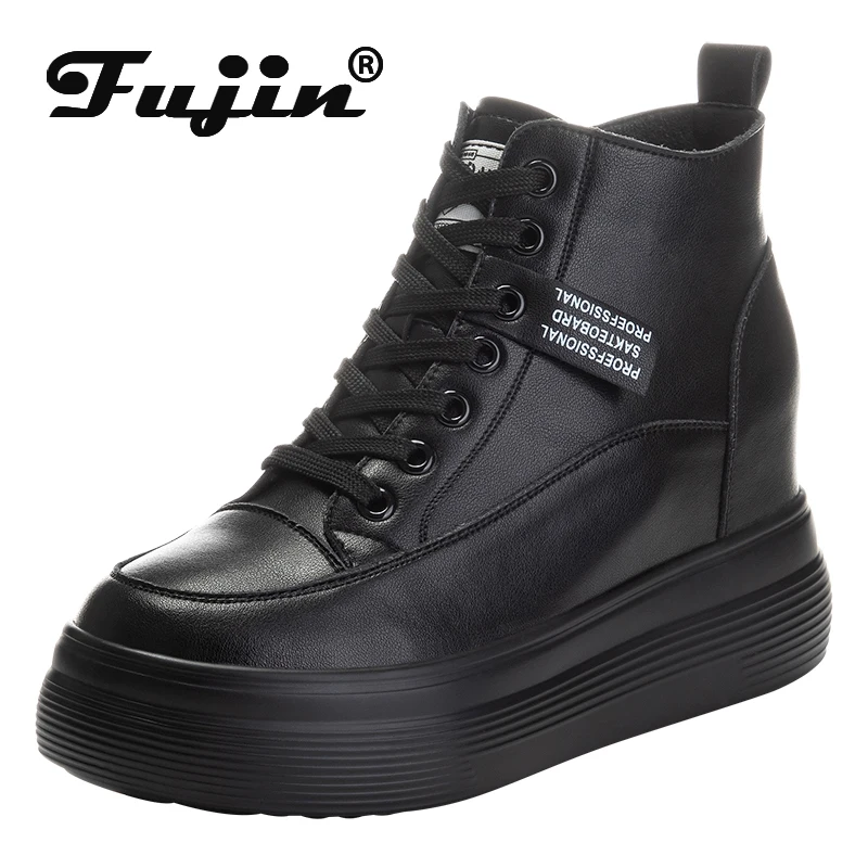

Fujin 8cm Platform Wedge Sneakers Women Shoes Genuine Leather Spring Autumn Footwear Black Fashion Sneakers Summer Shoes