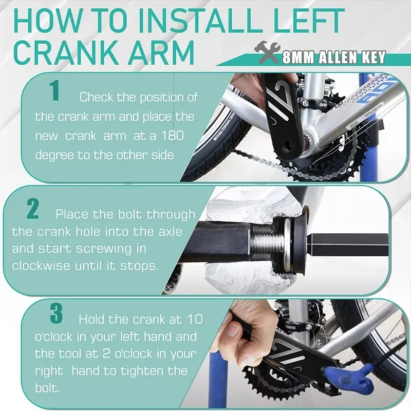 Ebike Crank Arm 152/170/175mm Bike Crankarm Replacement Component Square Spline