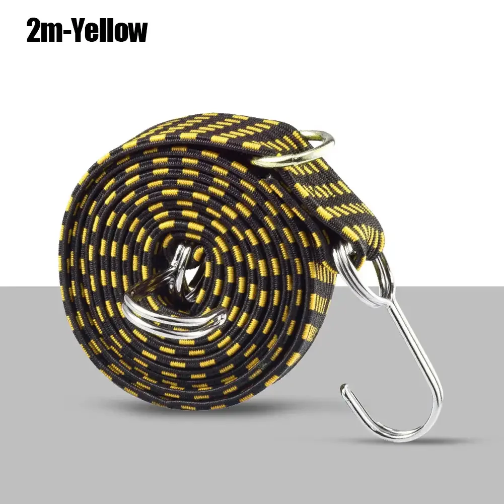 Elastic Rubber Luggage Tie-Down Strap with Hooks for Motorcycles and Bicycles