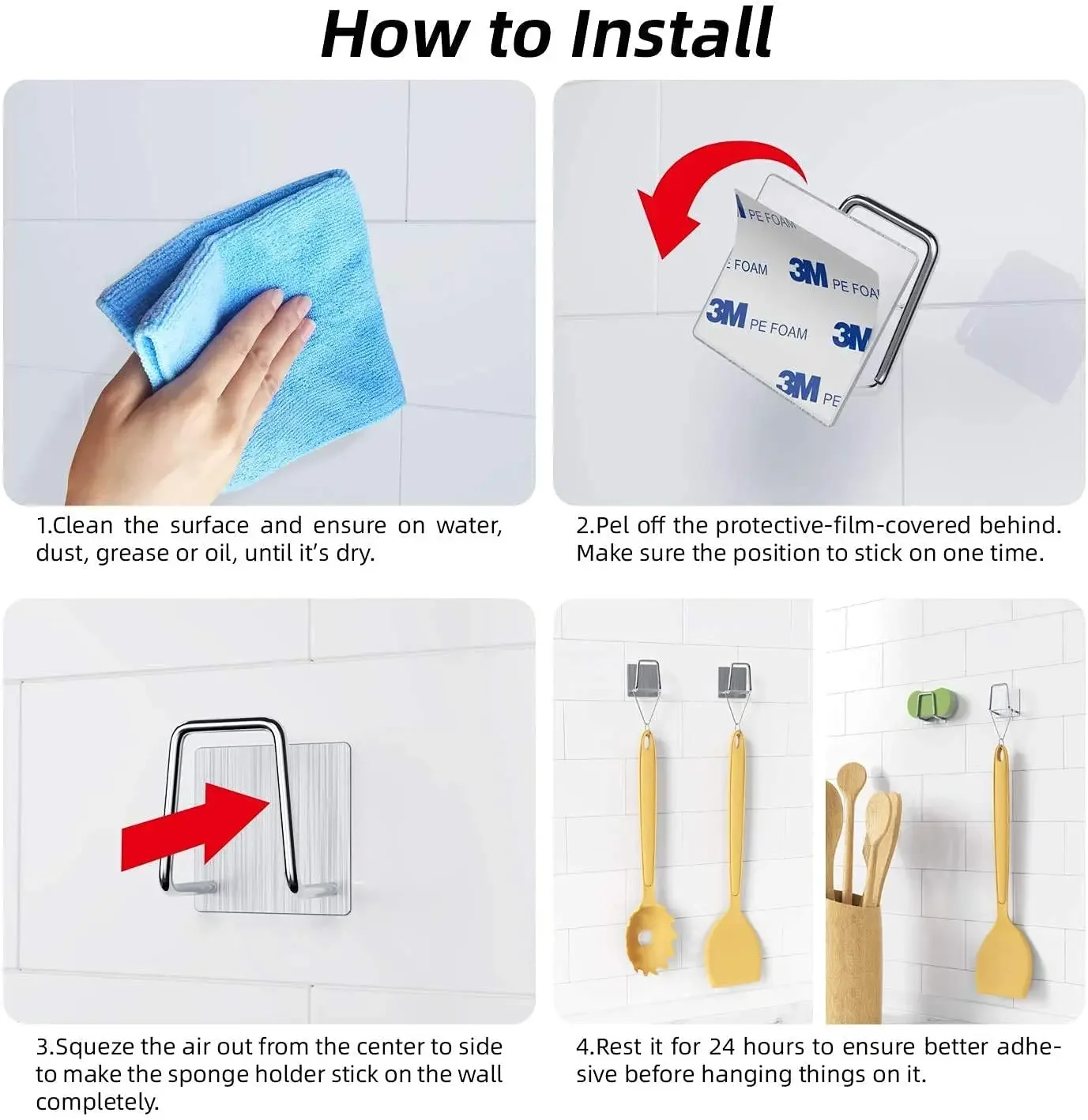 Kitchen Utensil Holder Kitchen Accessories Kitchen Organizer Faucet Sponge Holder Kitchen Tool Kitchen Holder Clip Silicone Kitchen Holder Kitchen Anti Scald Holder Kitchen Sponges Holder Self Adhesive Sink Sponges Drain Drying Rack Stainless Steel Sink Organizer