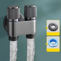 G1/2 1 In Two Out Double Control Washing Machine Faucet Toilet Triangle Valve Kitchen Sink Bathroom Basin Faucet Accessories 1