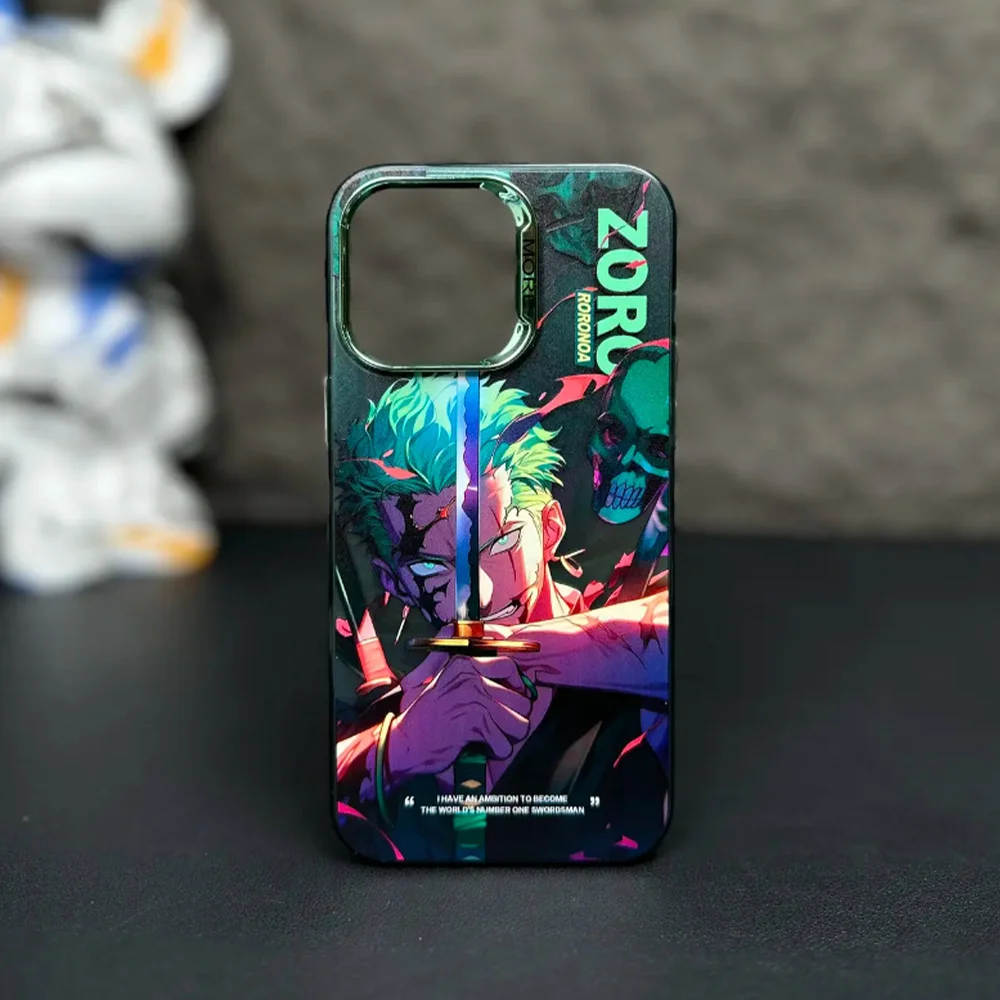 Luffy Gear 5 Nika Roronoa Cartoon Phone Case For iPhone 15 14 13 12 11 Pro Max Plating Bumper Shockproof Anime Piece Zoro Cover