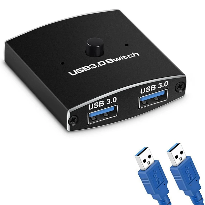 

2X USB 3.0 Switch Selector KVM Switch 5Gbps 2 In 1 Out USB Switch Two-Way Sharer For Printer Keyboard Mouse Sharing