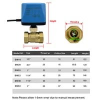 1/2 "3/4" 1 "1-1 1/4" 2 "ปกติปิด/เปิดบอลวาล์วไฟฟ้า 110V 220V 12V 24V 2 สายทองเหลืองบอลวาล์วมอเตอร์แรงบิดขนาดใหญ่ 6
