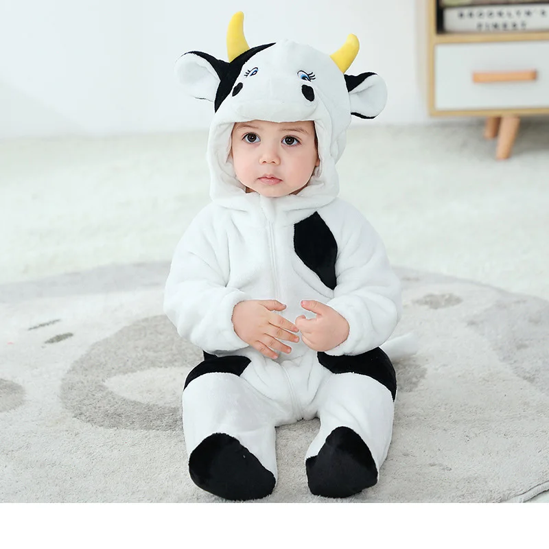 Disfraz de vaca para bebé, niño y niña de 0 a 3 años, mono cálido de  invierno con cremallera, traje de Cosplay de animales, mono de Anime Kawaii