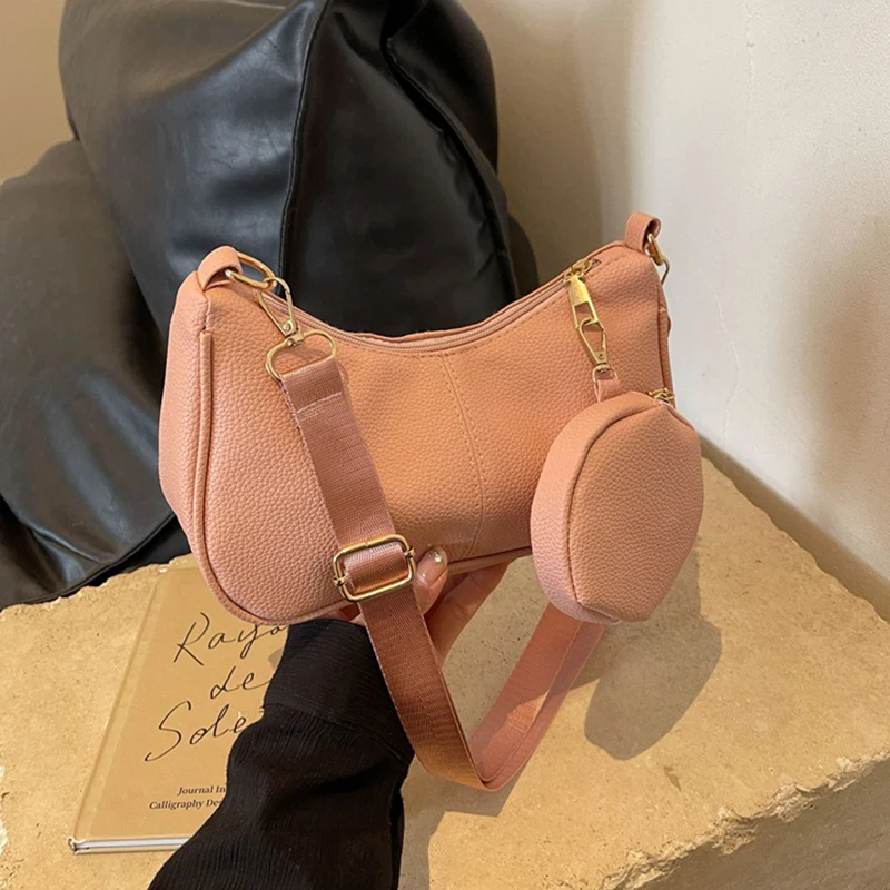 Women's Black Shoulder Bag Casual Fashionable Versatile Bag Handheld Large Capacity Dumpling Bag Crossbody Bag