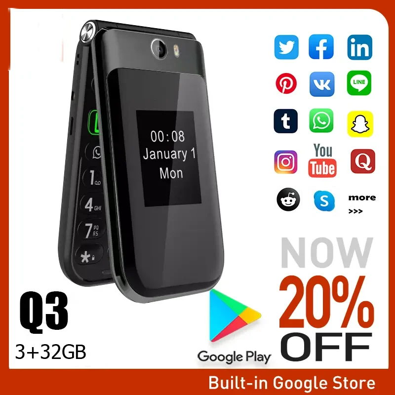 Лучший телефон Google Play доступен Q3 3 + 32 ГБ новая модель Android флип-смартфон Бесплатная доставка 2020 новая модель режущего плоттера бесплатная доставка