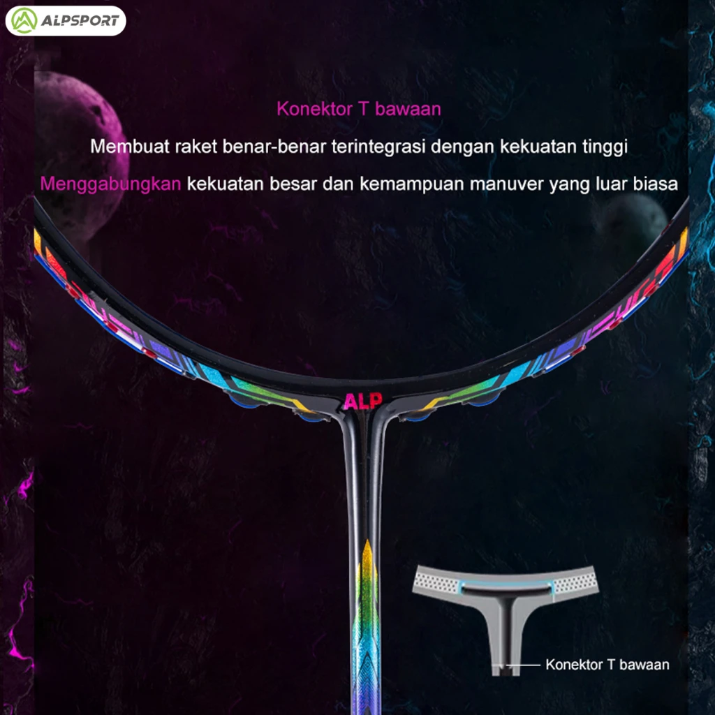 Alpsport-フルカーボンファイバーバドミントンラケット、プロの中間