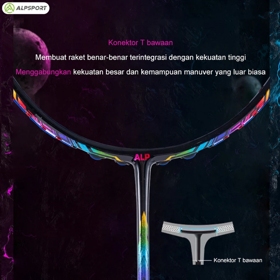 Alpsport-フルカーボンファイバーバドミントンラケット、プロの中間