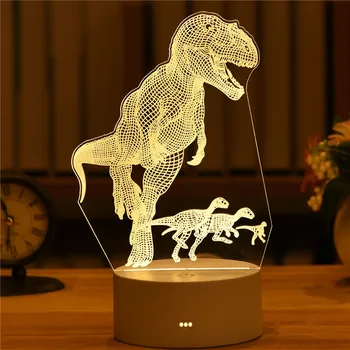 3D 아크릴 공룡 곰 LED 테이블 램프, USB 전원 야간 조명, 웨딩 장식, I Love You 야간 램프, 크리스마스 생일 선물