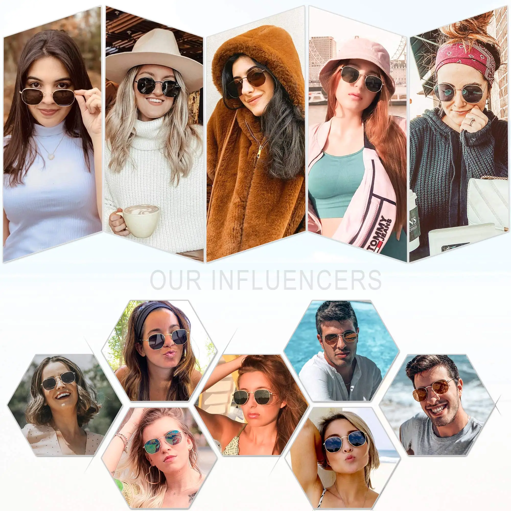 Hexagon Small Frame Square Sunglasses Woman Brand Designer Metal Mirror Sun Glasses Female Ocean Lens Oculos De Sol Feminino