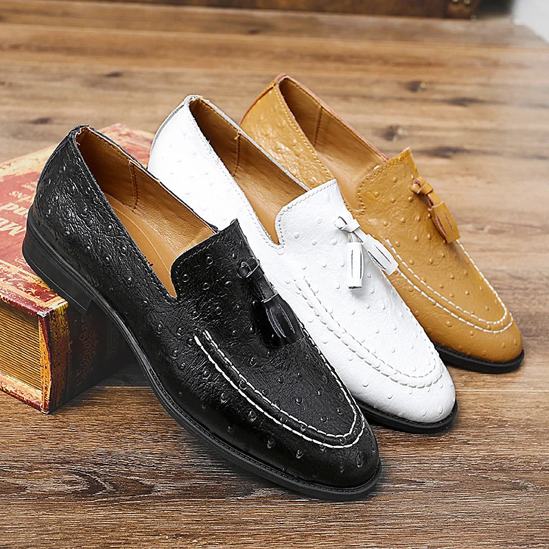Brand White Tassel Men's Leather Shoes Casual Moccasin Homme Men's Oxford Shoes Flat Men's Boat Shoes Business Men's Loafers