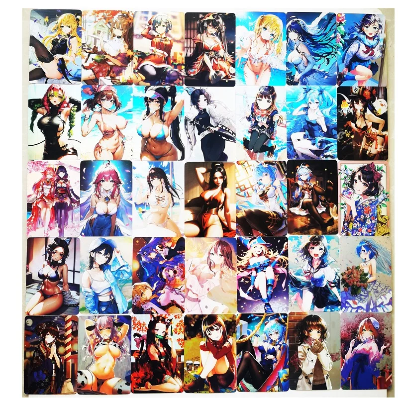 

35pcs/set ACG Beauty Mai Shiranui Rem Genshin Kamado Nezuko Kochou Shinobu Sexy Girls Hobby Collectibles Anime Collection Cards