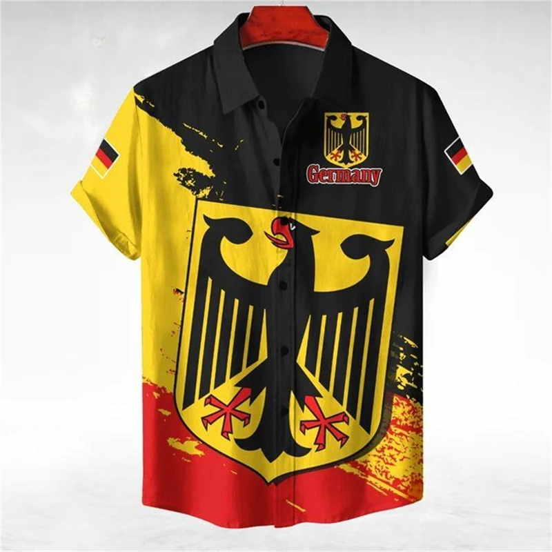 

Germany Flag Graphic Shirts For Men Clothes Hawaiian Beach Shirts National Emblem Sport Blouses Casual Goth Boy Short Sleeve Top