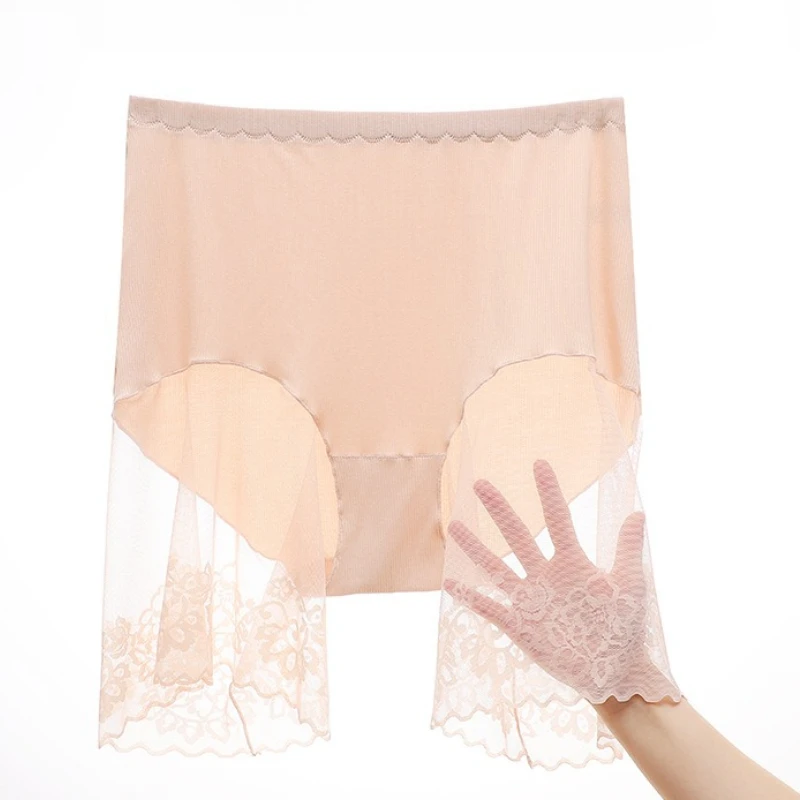 High Waist Underwear Women Summer Ice Silk Shorts Under the Skirt Safety Anti Chafing Thigh Anti Friction Pants