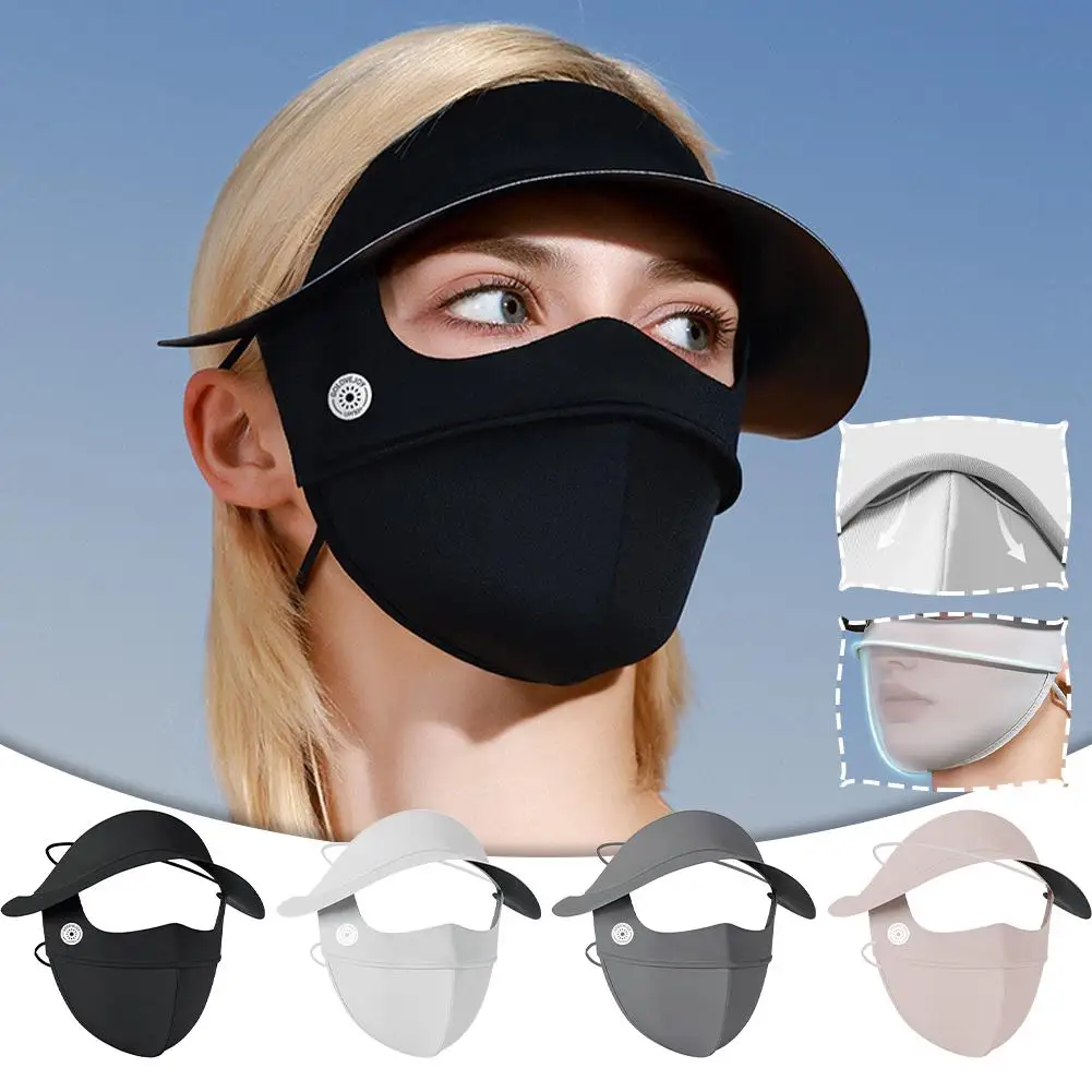 

Summer Sun Hat With Mesh Breathable Ice Silk Mask Outdoor Cap Sunshade Cover Anti-UV Face Cycling Worker Full Women Sunscre C1Y0