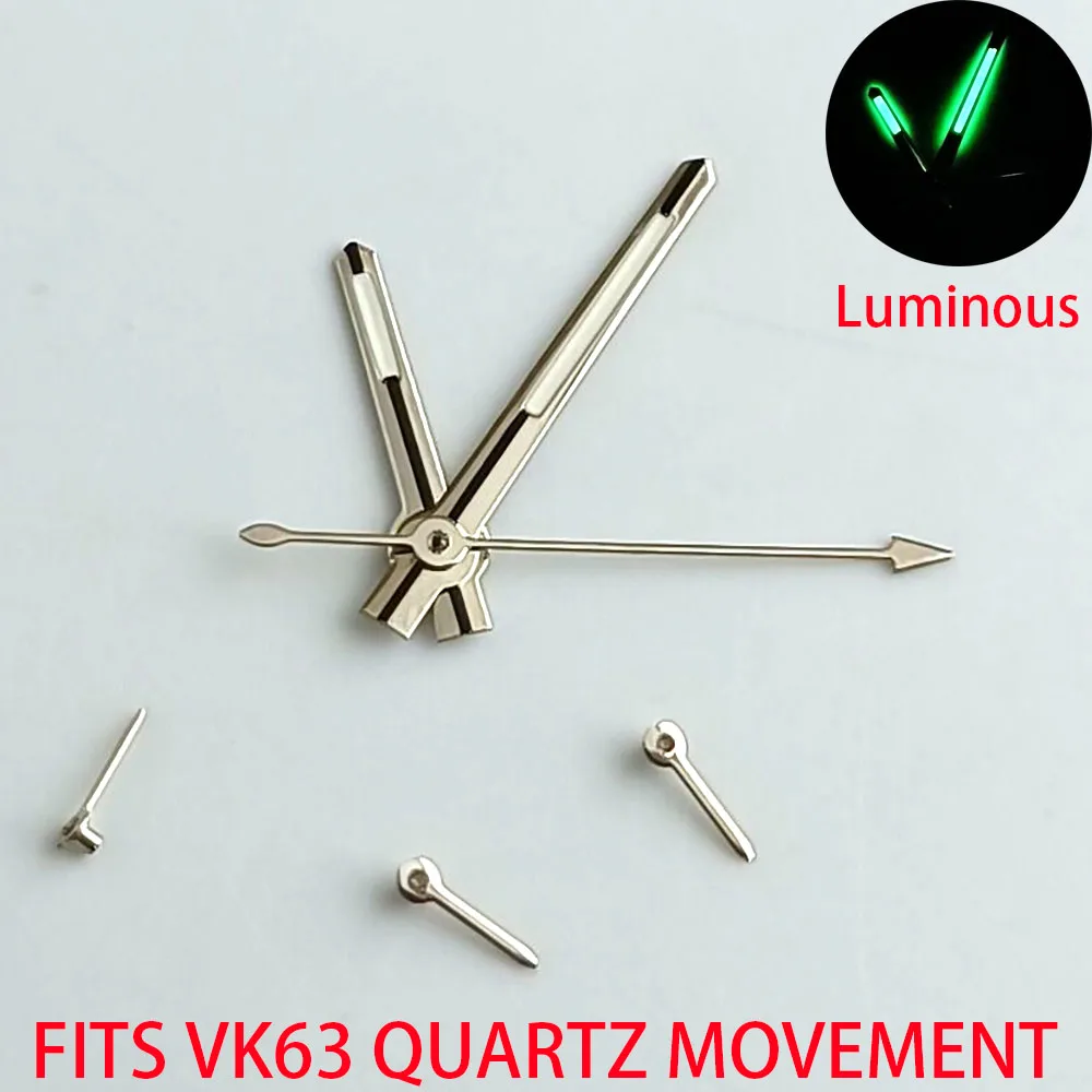 Watch Hands Fits VK63 VK63A quartz Movement Hands green luminous watch accessories