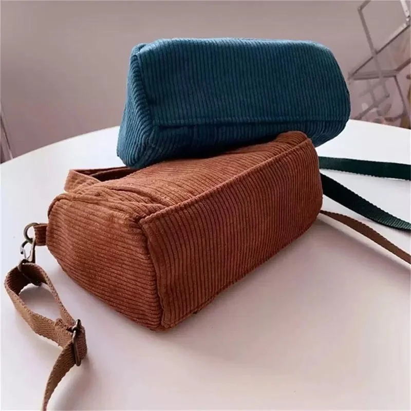 Women's Mini Corduroy Shoulder Bag Female Canvas Handbag Zipper Totes Ladies Casual Purse Cloth Pouch for Girl Crossbody Bag