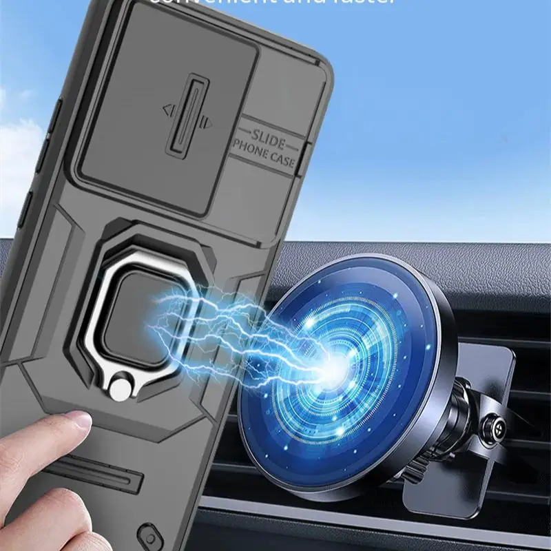 Enhanced Protective Sliding Camera Case with Magnetic Holder