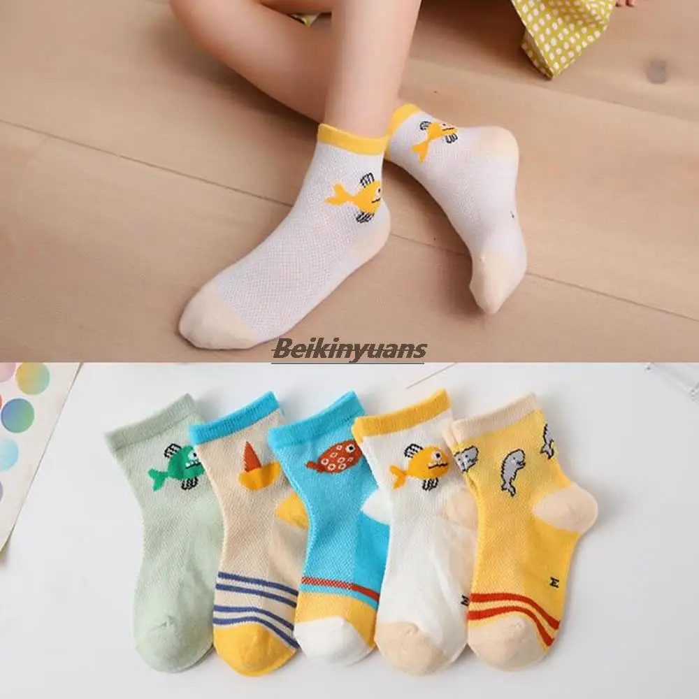 Childrens socks, spring, summer and autumn, boys, baby fish, tide fan, two-color breathable cotton socks, cartoon me