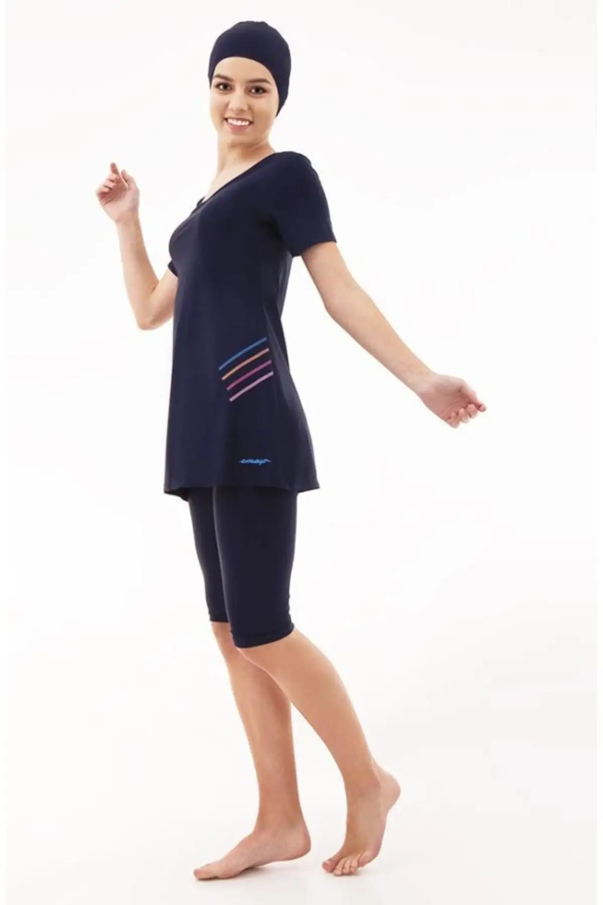 

Semi Indoor Hijab Swimwear 1013 Ayla Navy Blue Beach Wear
