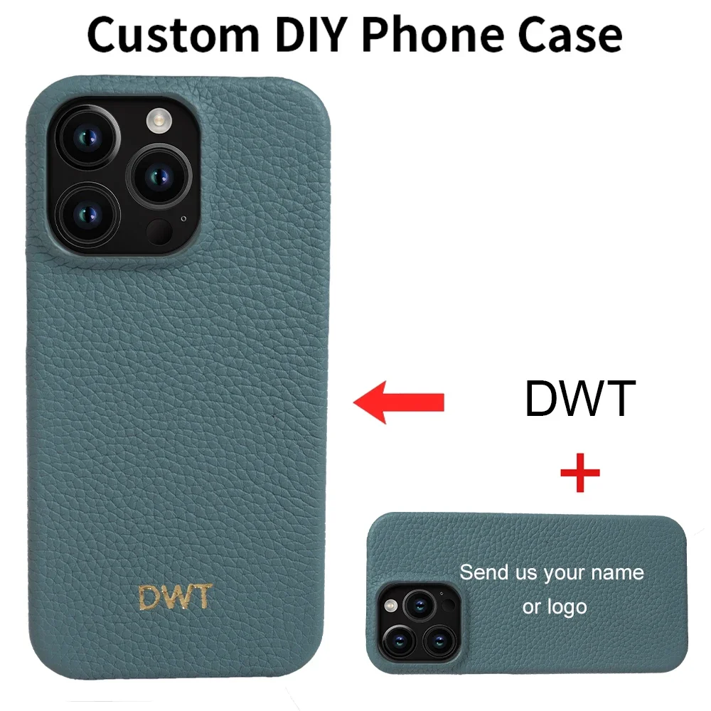 Luxury Custom Logo Genuine Leather Shockproof Phone Case Cover