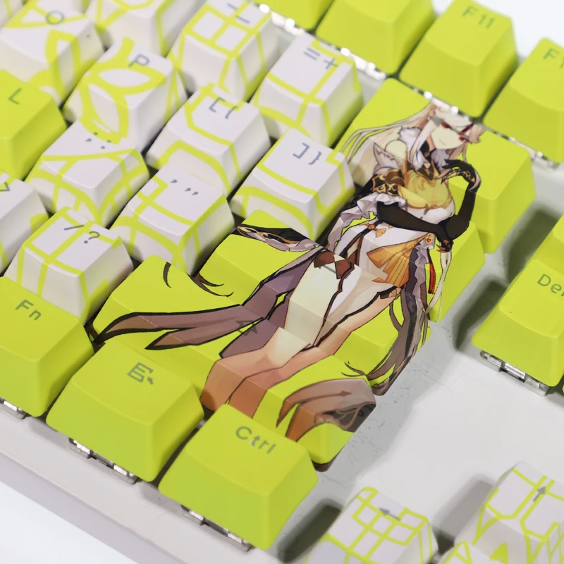

Genshin Impact Ningguang Mechanical Keyboard Keycaps Light Transmission Decor Cosplay Prop Gifts For 61/87/104/108 Keys Keycaps