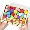 Montessori Wooden Toys Color Shape Matching Puzzle Game Colorful Beaded Color Cognition Educational Toys Gift For Children Kids 5