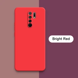 Original Square Liquid Silicone Protective Phone Back Cover - Cute and Durable for Redmi 9i (Bright Red)