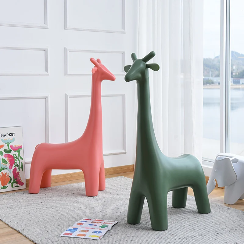 

animals sit stool baby giraffe chair balcony home living room cartoon shoes stool